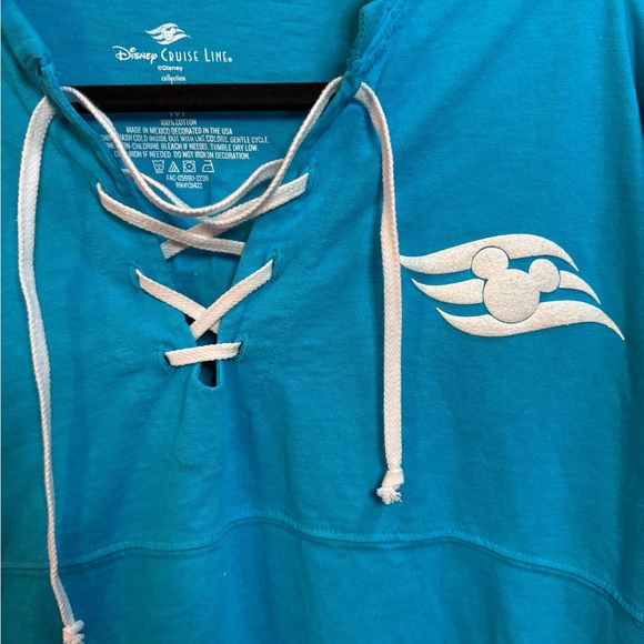 Disney Cruise Line Spirit Jersey Teal Blue Lace Up Size M Long Sleeve - Picture 3 of 9